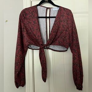 NWT Resa Leopard Print Tie Front Crop Top